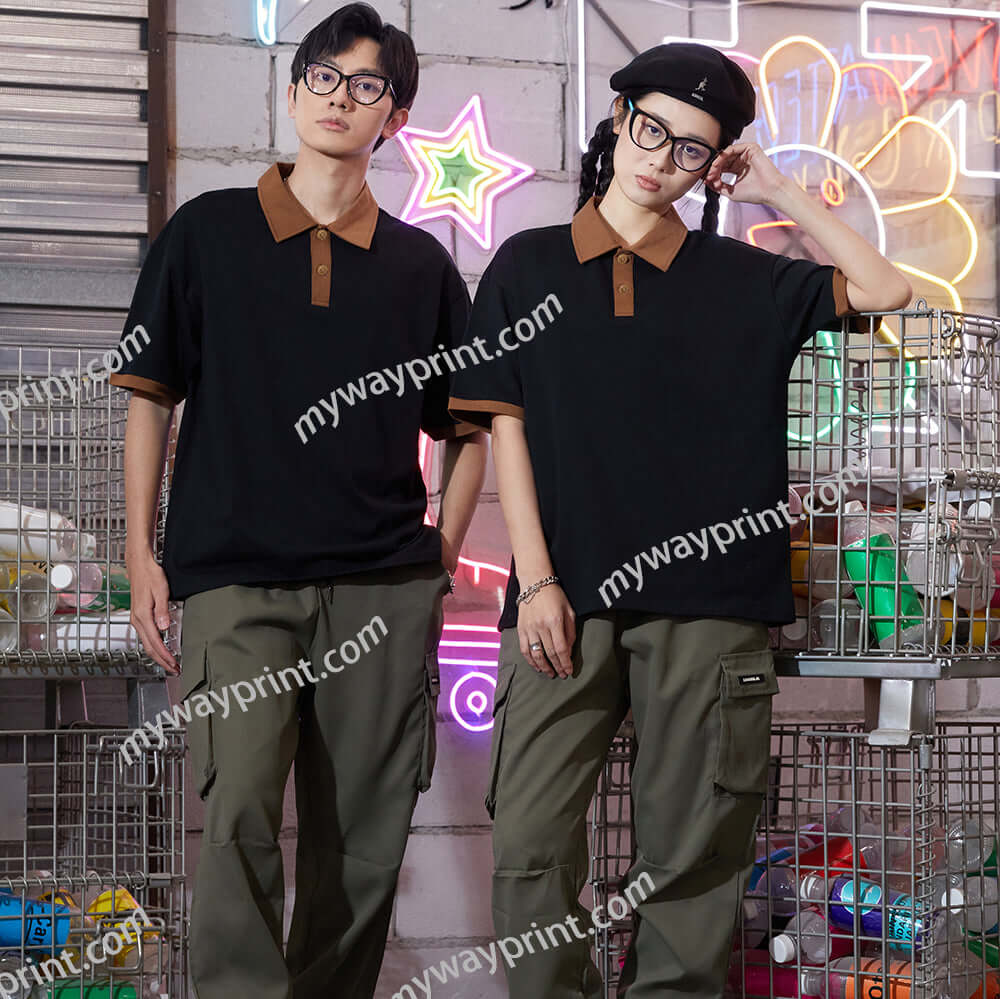 DH|78019厚手綿100%ドロップショルダーポロシャツ10色6.8OZ