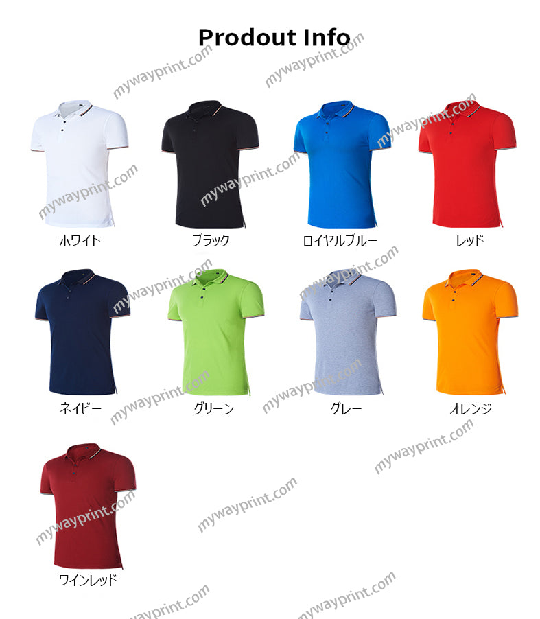 高級P02ヘビーウェイトCVC綿ゴルフPOLOシャツ9色5.6OZ